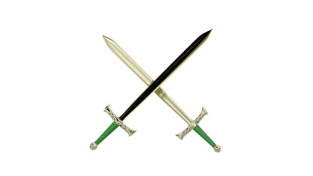 Crossed swords on white background