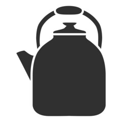 Black silhouette teapot .Kettle with a handle.Householding element.Isolated on white background.Vector flat illustration.