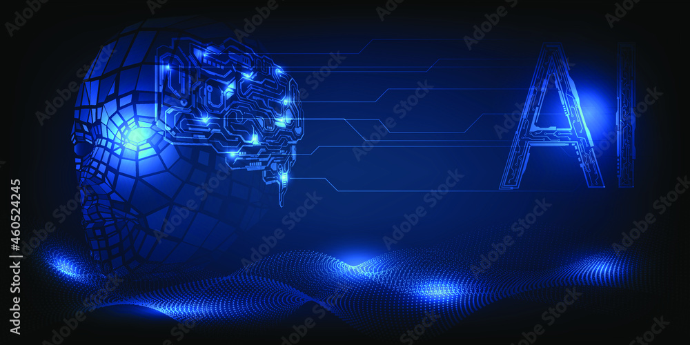 Poster brain cortex computing data.ai technology concept.vector illustrations.