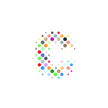 Letter C logo. Dots logo, dotted shape logotype vector design. colorful C letter logo in halftone dots style