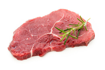 Fresh raw beef steak isolated on white.