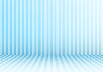 3D studio room abstract vertical lines striped candy blue perspective floor and background