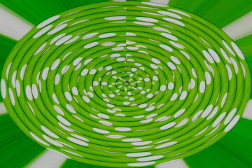 Abstract circle green light trails in the white background, illustration design