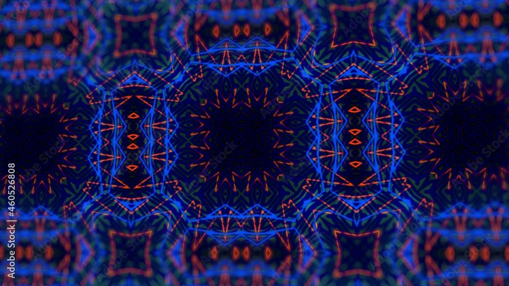 Poster abstract kaleidoscope background. motion graphics pattern. 4k fractal animation footage