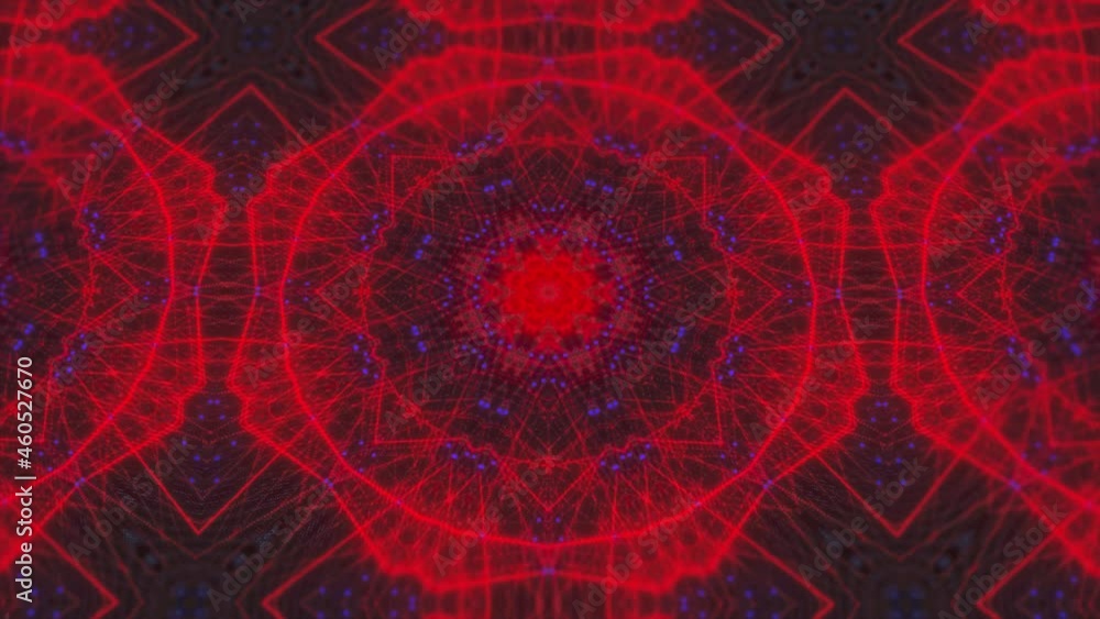 Poster red kaleidoscope sequence patterns. 4k abstract multicolored motion graphics background. or for yoga