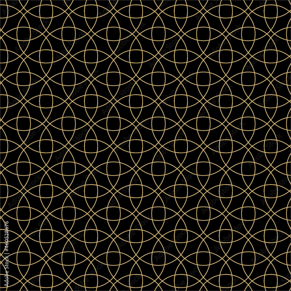 Aufkleber modern abstract background with golden rings. seamless pattern with gold color circle line on black 