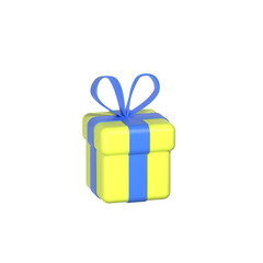 3d yellow present box in blue stripes