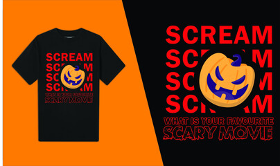 Scream What is Your Favorite Scary Movie Halloween T-Shirt Design
