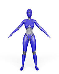 gynoid is the super fembot in white background