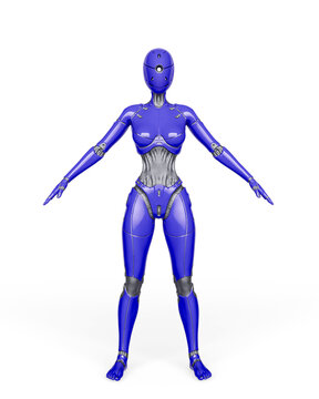 gynoid is the super fembot in white background