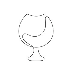 Cognac in snifter. Continuous one line hand drawn vector illustration. Minimalist trendy contemporary design. Best for web, wall art, posters, prints, cards, menu concept and branding design.