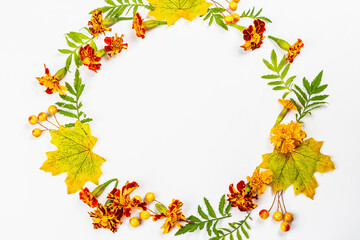 Autumn frame composition, isolated on a white background