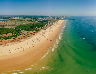 Aerial beach view of Vilamoura and Praia de Falesia, Algarve, Portugal
