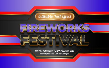Fototapeta premium Fireworks festival text effect dark and golden themed
