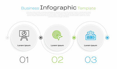 Set line Board with graph chart, Target and SEO optimization. Business infographic template. Vector