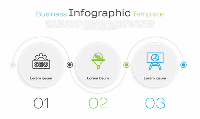 Set line SEO optimization, Lead management and Board with graph chart. Business infographic template. Vector