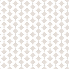 Fototapeta premium Abstract vector mesh pattern. Seamless illustration with beige and white diamond grid and curved, wavy shapes. Simple background is used in wallpapers, prints, packaging, textiles, fabric, wrapping