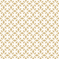 Geometric simple seamless pattern. Rhombus texture, elegant floral lattice, mesh, diamonds. Oriental luxury modern background. Golden vector ornament, repeat tiles, modern design.