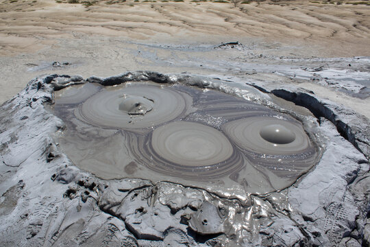 Detail of a mudslide near a Muddy Vulcano. Muddy Vulcanos are located in Buzău County, Romania, and are a National Landmark.