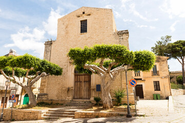 Panoramic View of Ex Chiesa del Gesu dei Padri Filippini in Comiso, Province of Ragusa, Sicily,...