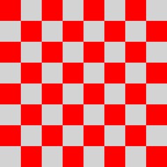 Checkerboard 8 by 8. Light grey and Red colors of checkerboard. Chessboard, checkerboard texture. Squares pattern. Background.