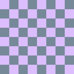 Checkerboard 8 by 8. Light Slate Grey and Lavender colors of checkerboard. Chessboard, checkerboard texture. Squares pattern. Background.
