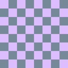 Checkerboard 8 by 8. Light Slate Grey and Lavender colors of checkerboard. Chessboard, checkerboard texture. Squares pattern. Background.