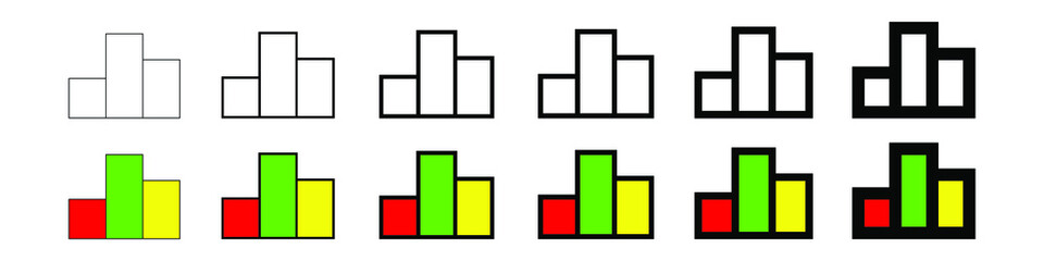 Statistics graph icons. Set of vector icons isolated on white background.