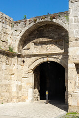 Market gate at ruins of medieval fortification in town of Vidin, Bulgaria