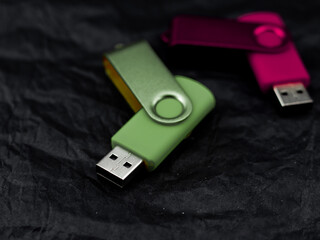 usb flash drive on black background, storage device
