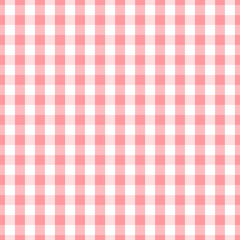 Gingham ornament of white and pink stripes. Checkered seamless pattern. 