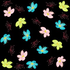 Obraz na płótnie Canvas flowers pattern with leaves and background spring and winter design