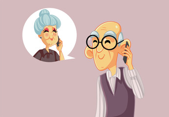 Senior Man Talking on the Phone with His Wife