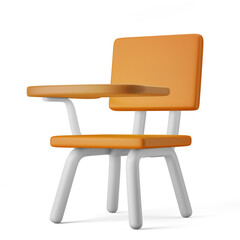 student school class chair with study desk 3d illustration 3d icon 3d rendering isolated