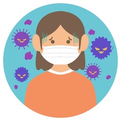 バイキンに困ってる人　イラスト