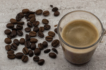 cup of coffee with beans