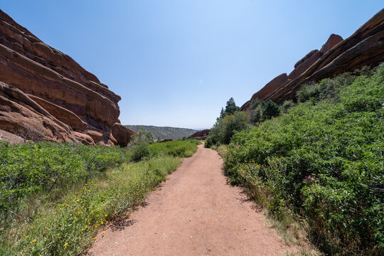 Trail through Red Rocks Park and amphitheater in Morrison Colorado