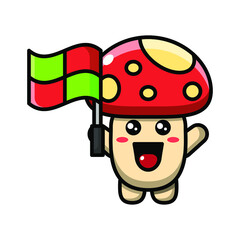 cute mushroom as line judge icon illustration vector graphic