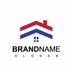 Real Estate Logo Template, American House Symbol