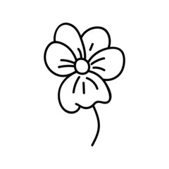 Single hand drawn pansies. Vector illustration in doodles style. Isolate on a white background.