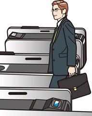 帰宅する男性　改札