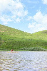 Kayak fishing on the Muriaé river, east of Minas Gerais, Brazil.