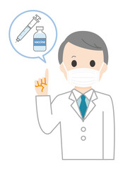 Vector illustration of an elderly male pharmacist.
