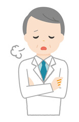 Vector illustration of an elderly male pharmacist.