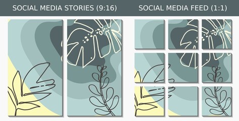 Collection of trendy abstract aesthetic floral background vector illustrations. Social media feeds and story backgrounds. print-ready modern wall poster decoration