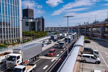 高速道路　渋滞風景