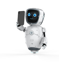 Obraz na płótnie Canvas assistant robot with mobile phone