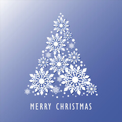 Merry Christmas greeting card on a blue background.