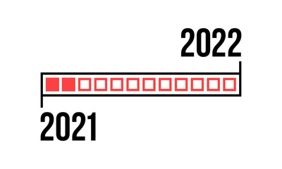 2021 to 2022 loading progress bar, vector illustration