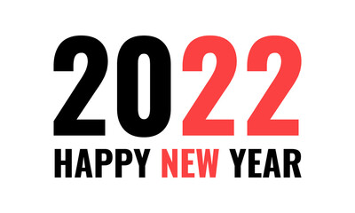 2022 happy new year, horizontal vector banner or poster on white background